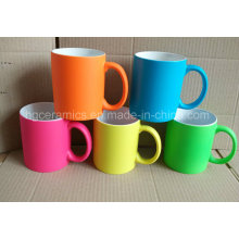 Rubber Paint Ceramic Mug, Rubber Paint Neon Color Mug